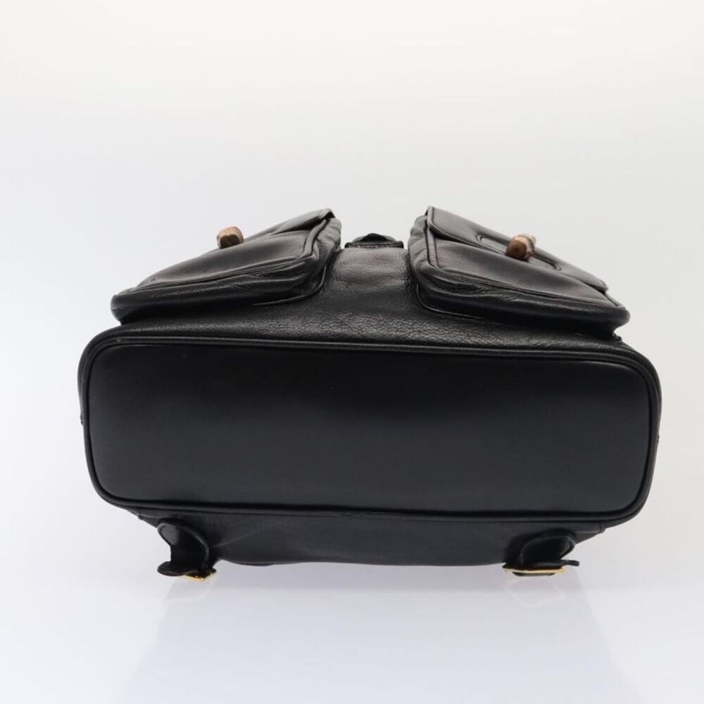 Gucci Vintage Bamboo Backpack Leather Black Leather Backpack Bag - Picture 15 of 16
